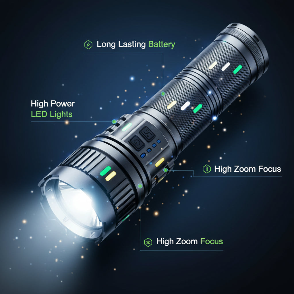 🔦 GHS LED Flashlight – Ultra Bright, Waterproof & Rechargeable Tactical Torch